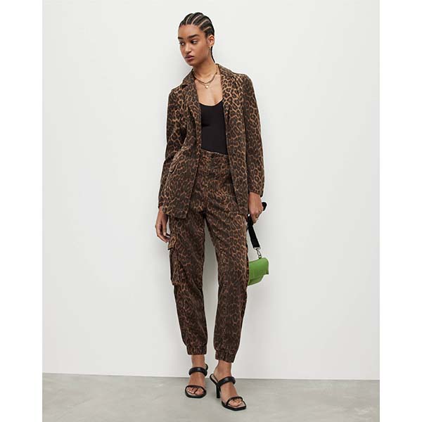 Allsaints Australia Womens Frieda Leopard Print Cargo Pants Brown AU19-561